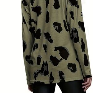Haute edition Olive Green Leopard Print Women's Top
